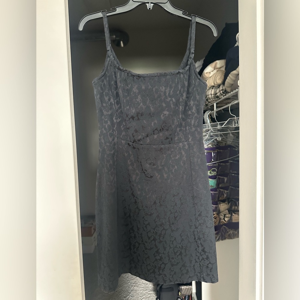 Vintage express jacquard black floral mini dress size 8